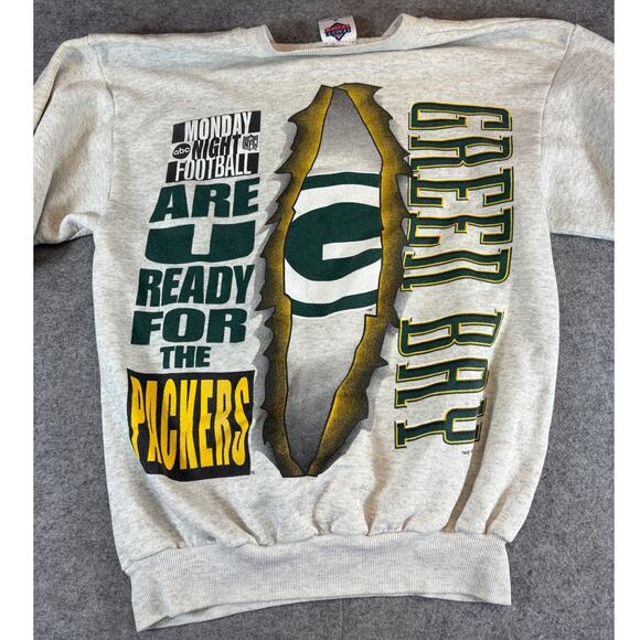 VTG 90s Green Bay Packers Monday Night Football Sweatshirt Break Through Rare - Picture 4 of 5